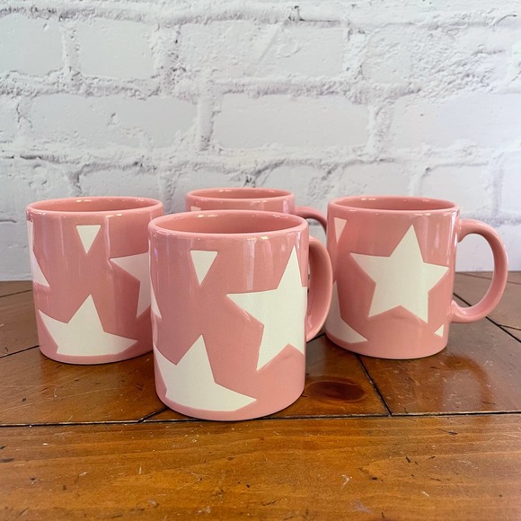 Vintage Waechtersbach W. Germany Pink Star Mugs Set of 4 - Picture 2 of 8